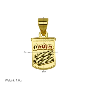 Gold plated mini wafer tin can pendant charm necklace accessory for daily wear style