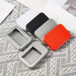 Mini rechteckige matte Blechdose Metallaufbewahrungsbox mit Sichtfenster fur kleine Teile