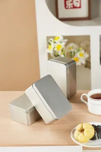 Silberne Metall Dosen Set rechteckige Aufbewahrungsboxen für Tee Snacks und Kleinteile Organisation