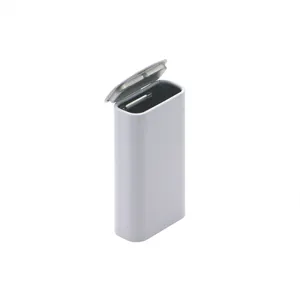 Portable mini tinplate flip box, white empty metal container for mints, gum and small items.