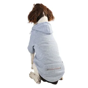 Dog hoodie with zipper pocket and drawstring for small and medium pets back view