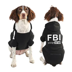 Sweat à capuche pour chien FBI avec poche et cordon, vêtement confortable pour animaux.