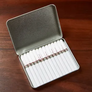 Metal storage box with flip lid, portable cigarette case organizer for small items.