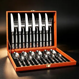 Vaisselle Occidentale en Acier Inoxydable 304 Haut de Gamme Poignée Colonne Romaine Couteau Fourchette Cuillère Ensemble de Vaisselle de Luxe pour Restaurant d'Hôtel