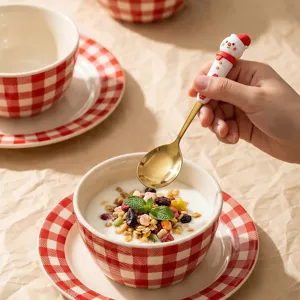 Cucchiaio in acciaio inossidabile con simpatico pupazzo di neve di Natale per cucina