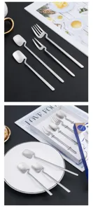 Ensemble de cuillère à café suspendue et fourchette à dessert en acier inoxydable 304.