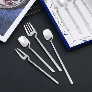 Ensemble de Cuillères Suspendues en Acier Inoxydable Fourchette à Dessert de Cuisine