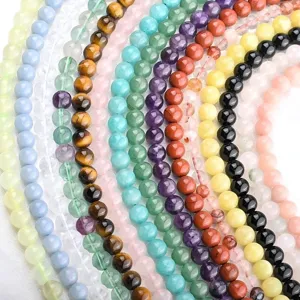 Natural gemstone crystal round loose beads for DIY bracelet jewelry making, wholesale supply.