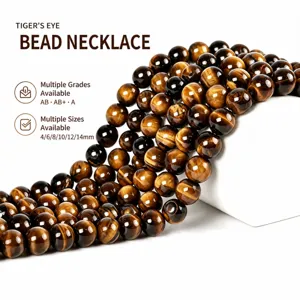 Natural Yellow Tiger's Eye Round Loose Beads For DIY Jewelry Making Bracelet Necklace Semi-Finished Natural Stone Beads