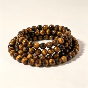 Natural yellow tiger eye gemstone beaded bracelet, smooth round beads for diy jewelry.