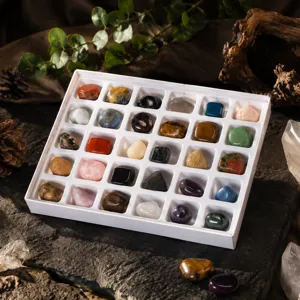 Natural Crystal Ore Specimen Box Semi-Precious Stone Mineral Collection Box For Children Educational Science Gift Rock Minerals Geology Kit