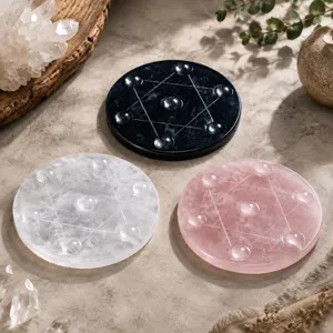 Natural crystal seven star array plate polished energy crystal home decoration display.