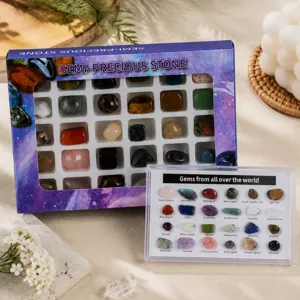 Natural crystal rough ore specimen box semi-precious stones collection gift kids science