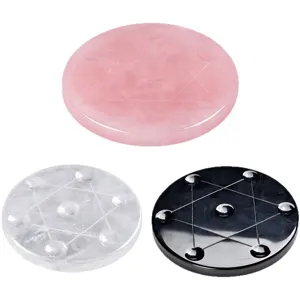 Natural crystal seven star array plate gemstone disc healing energy feng shui decor display.