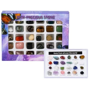 Natural crystal mineral specimen box, semi-precious gemstone collection set for kids