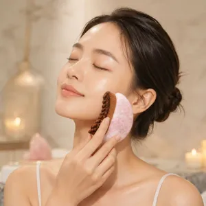 Spazzola per Massaggio Linfatico in Pietra Naturale Strumento di Bellezza Gua Sha Spazzola per Massaggio Lifting Facciale Cura della Pelle SPA