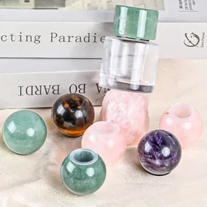 Tappo per Flacone di Profumo in Sfera di Cristallo Naturale Ametista Lucida Quarzo Rosa Accessorio per Aromaterapia Coperchio di Ricambio in Pietra Grezza per Arredamento Casa