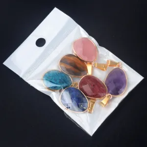 Edelstein Tropfen Anhänger mit Kupferrand, facettierte DIY Halsketten Zubehör.