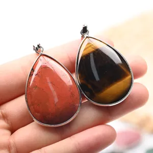 Naturstein Tropfen Anhänger Kristall Schmuck Kupfer Rand Halskette Zubehör Top Angebot
