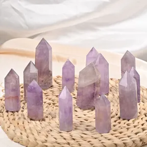 Pilares de cristal de amatista natural punta única piedras curativas decoración
