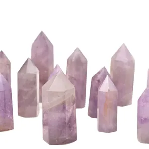 Pilares de piedra de cristal natural curación fluorita cuarzo varitas decoración hogar