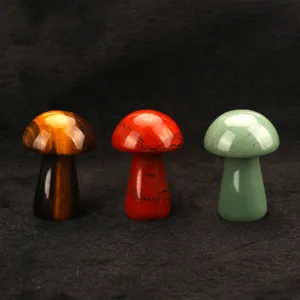 Natural crystal small mushroom gemstone carving craft energy stone detail view