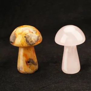 Natural crystal mushroom ornament detail, carved stone gemstone decor, healing crystal.