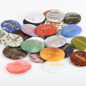 Natural crystal engraved worry stones palm stones pocket stones crystal bulk wholesale.