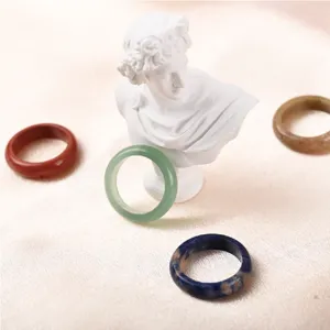 Natürlicher Edelstein Ring Set Achat Jade minimalistische Stapelringe Modeschmuck