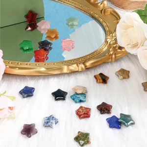 Crystal star pocket stones detail view, multi-color natural gemstone healing decor 3cm.