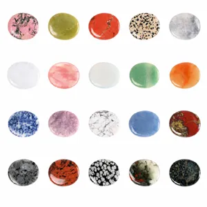 Natural Crystal Stone Worry Stone Oval Palm Thumb Stone Engraved Positive Words Healing Energy Agate Jade Meditation Stone