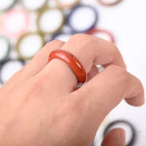 Natürlicher roter Achat Stein Ring minimalistischer Edelstein Schmuck schlichter Bandring