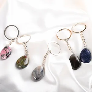 Natural crystal stone keychain for women, fashion handmade jewelry accessory and pendant bag charm.