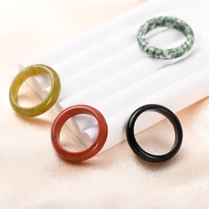 Natürlicher Stein Jade Achat Ringe Set minimalistische schlichte Bandringe für Damen