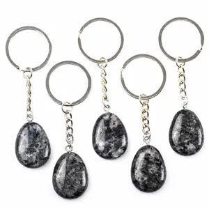 Natural gemstone teardrop keychain pendant bag charm gift accessory crystal ring design