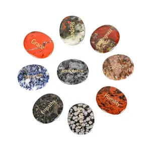 Natural crystal engraved worry stone oval palm stone healing energy stone wholesale main view