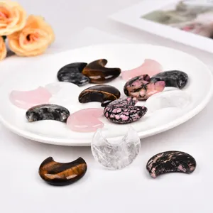 Natural crystal gemstone crescent moon healing stones carved home office desktop decor gift
