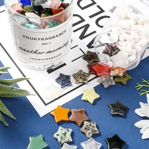 3cm natural gemstone star stones, healing crystal pocket pentagram ornaments for decor.