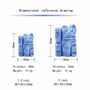 Tableau des tailles de figurine de chat porte-bonheur en cristal sculpté décoration