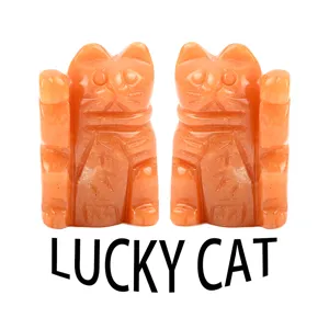 Chat chanceux en cristal naturel sculpture animal décoration de bureau cadeau principal