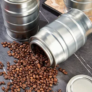 Stainless steel coffee bean storage canister tin metal sealed jar for food and tea dry goods
