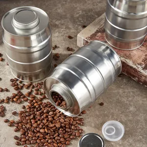 Tinplate Sealed Jar Coffee Bean Storage Container Metal Round Canister With Exhaust Valve For Kitchen Food Tea Pet Food