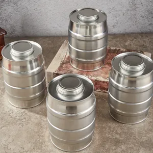 Stainless steel barrel-shaped sealed canister for coffee beans, pet food, and dry goods storage.