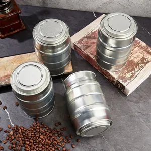 Metal tea tin coffee storage canister sealed tinplate container for food grain dry goods.