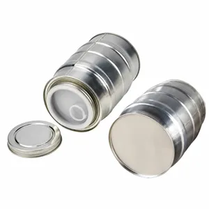 Stainless steel sealed storage canister with one-way valve for coffee beans and tea leaves.