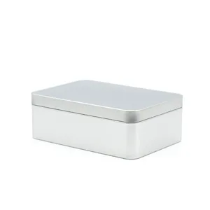 Rechteckige Metall Blechdose Aufbewahrungsbehaelter silber Blechdose fuer Lebensmittel