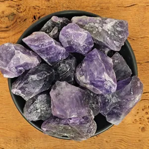 Natural raw purple crystal stone cluster specimen for home office decor and aromatherapy use