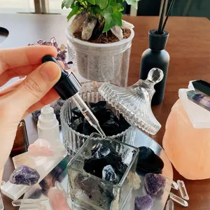 Natural black obsidian crystal raw stones aromatherapy diffuser decor for home and tank
