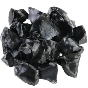 Natural black obsidian raw stone crystal pile for aromatherapy fish tank plant pot decor