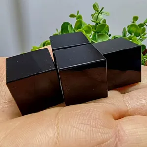 Natural Obsidian Cube Crystal Stone Hexahedron Polished Feng Shui Ornament Desktop Paperweight Home Office Decor Healing Stone